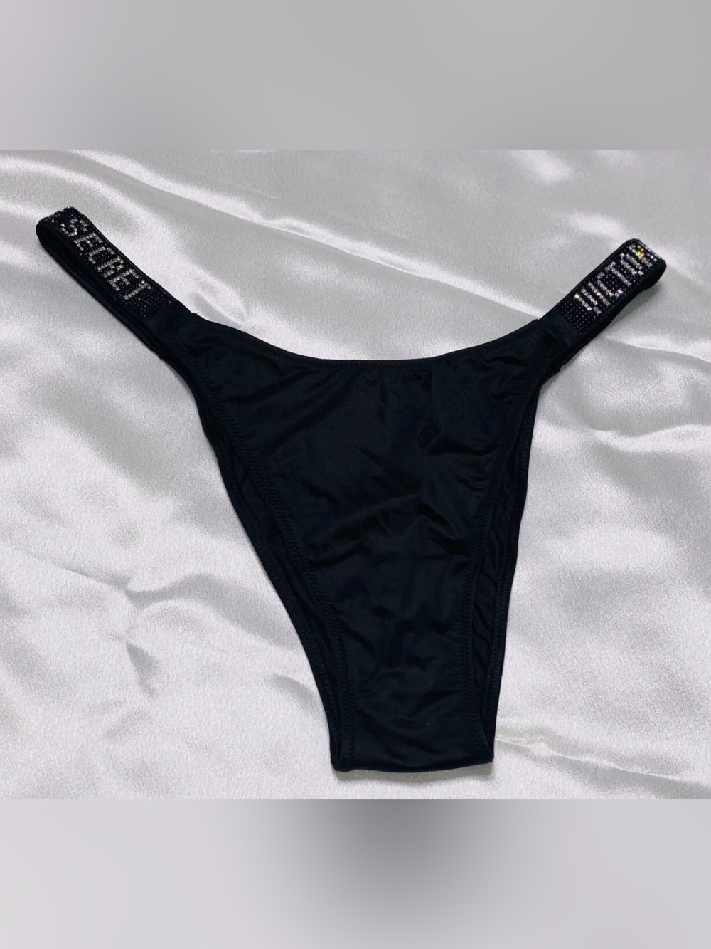 Victoria’s Secret very sexy Brazilian shine strap Panty black rhinestone